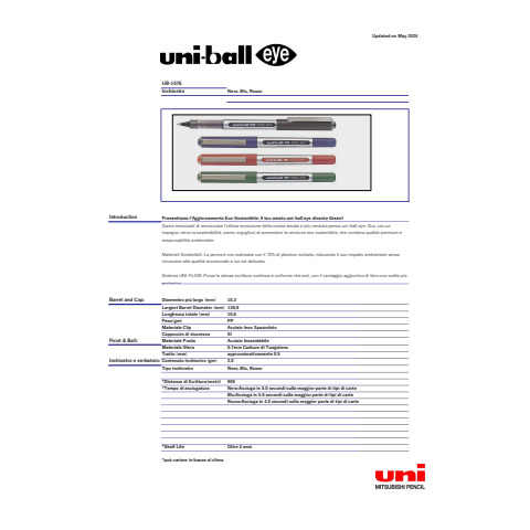 Penna gel con cappuccio Uni-Ball Eye 0,7 mm nero M UB157E N
